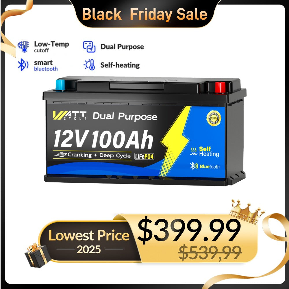 12V 100Ah 1200CCA Dual Purpose Marine Cranking Battery with Bluetooth and Self-heating