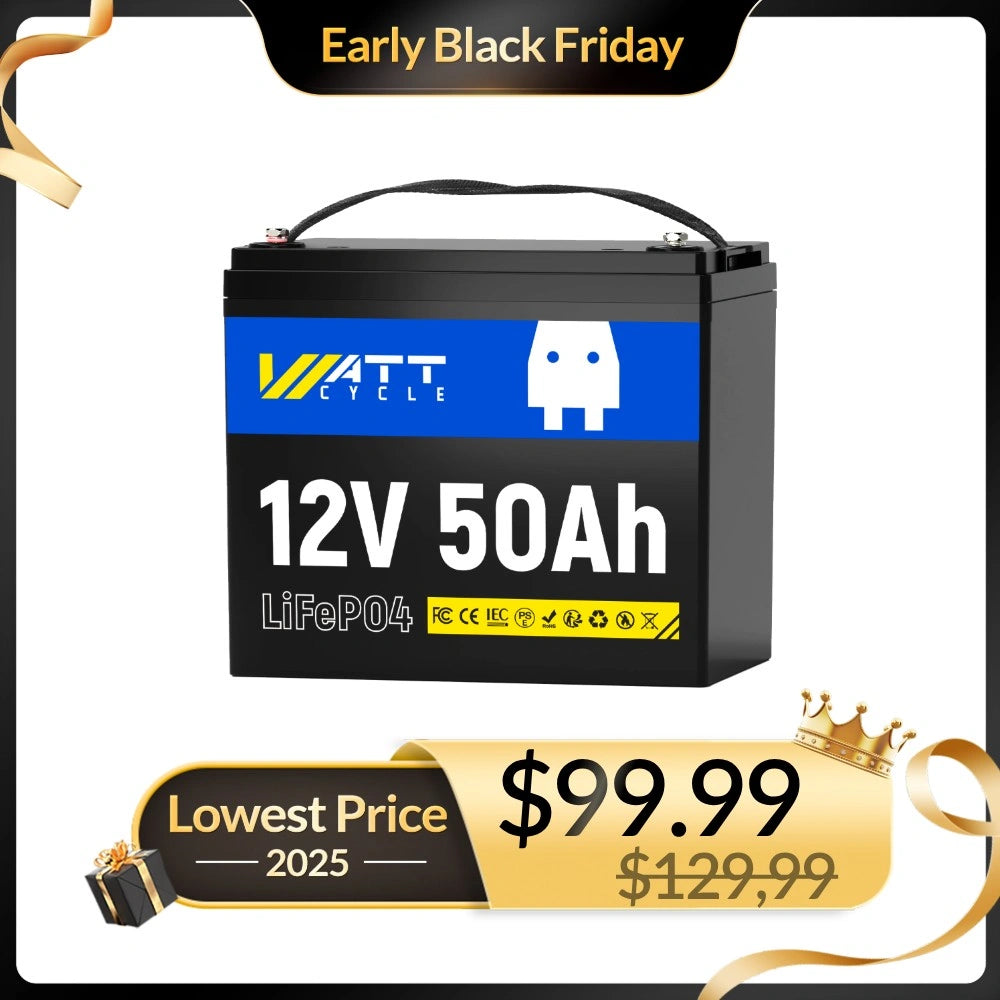Wattcycle 12V 50Ah LiFePO4 Battery with Low-Temp Protection
