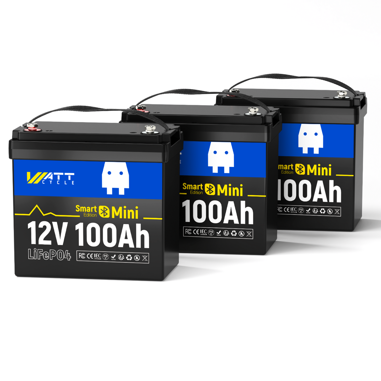 Wattcycle 12V 100Ah Mini Bluetooth LiFePO4 Battery Group 22NF Lightweight Compact Power