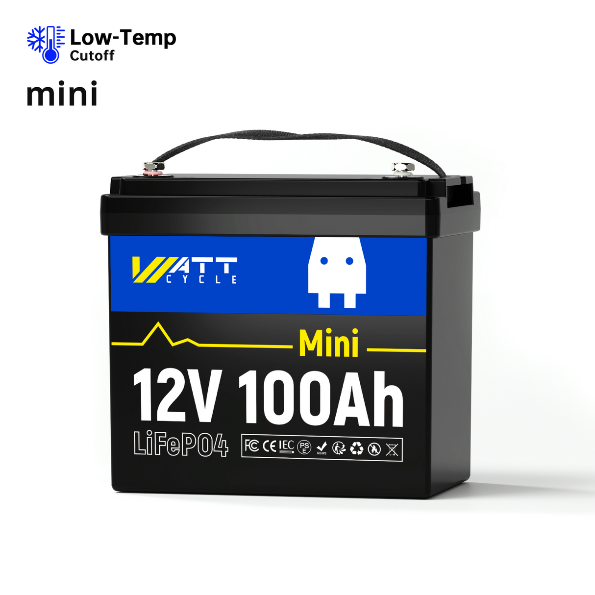 Wattcycle 12V 100Ah Mini Group 22NF LiFePO4 Battery for RVs and Trolling Motors