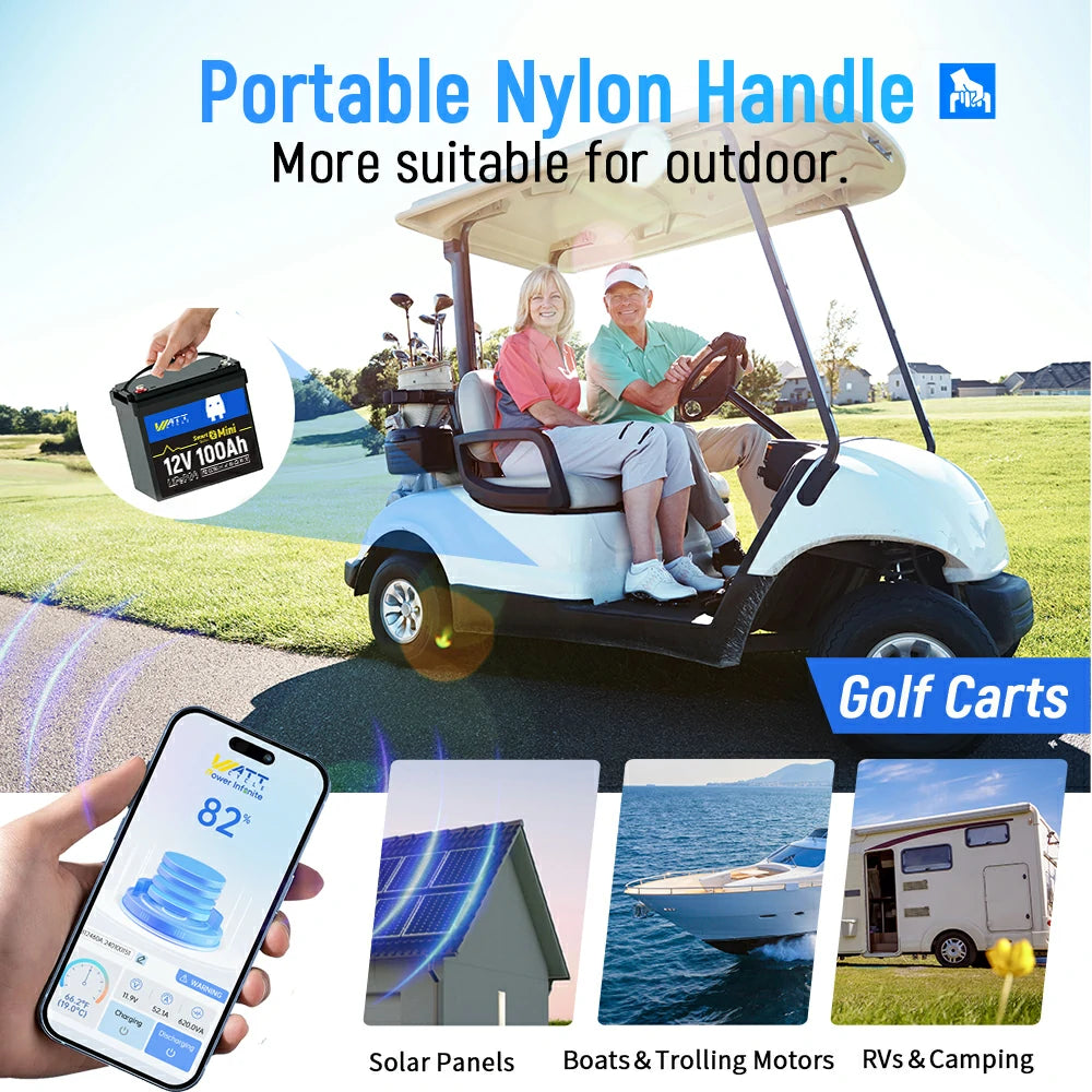 12V 100Ah Mini LiFePO4 Battery with Bluetooth Kit