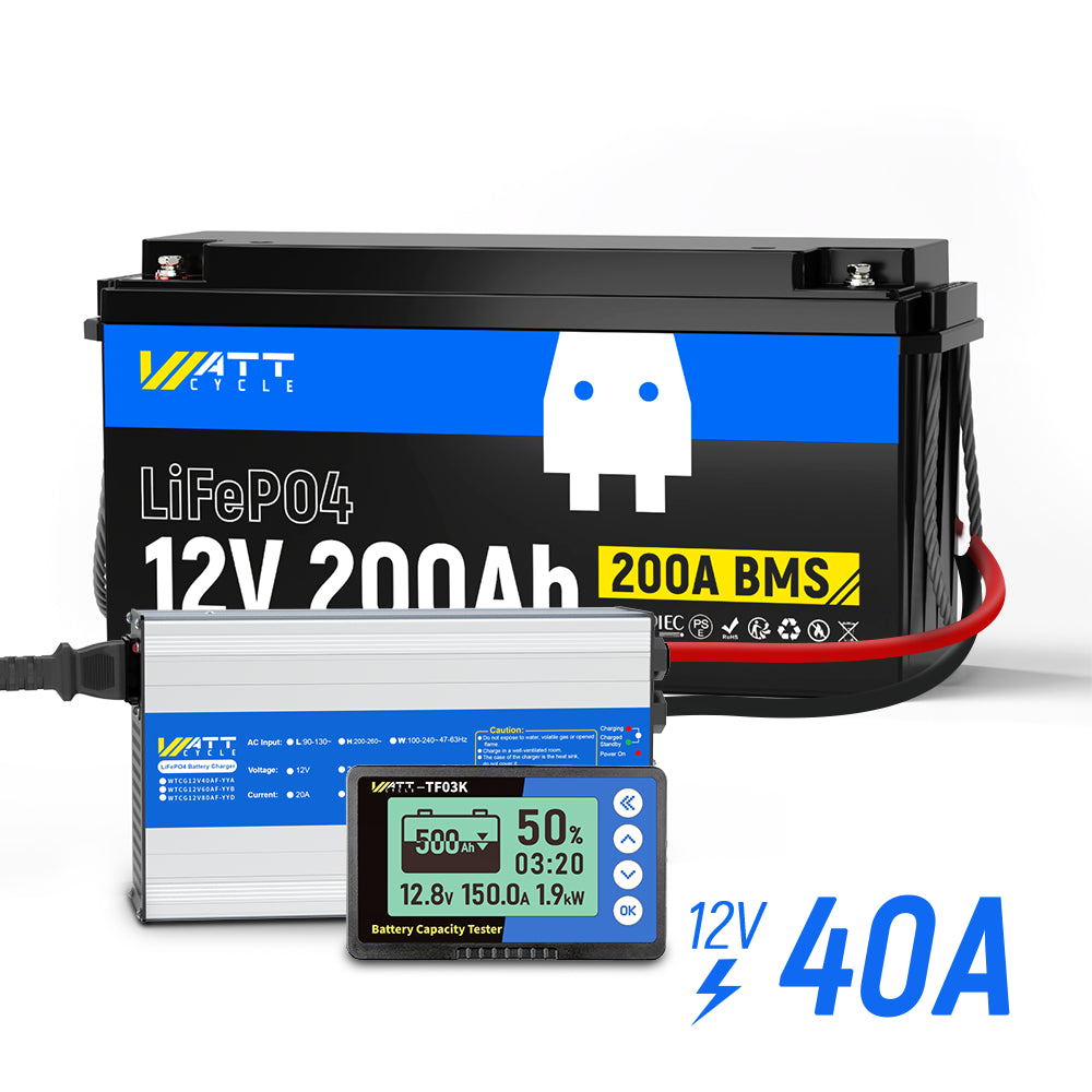WattCycle 12V 200Ah LiFePO4 Deep Cycle Battery with Low Temp Protection