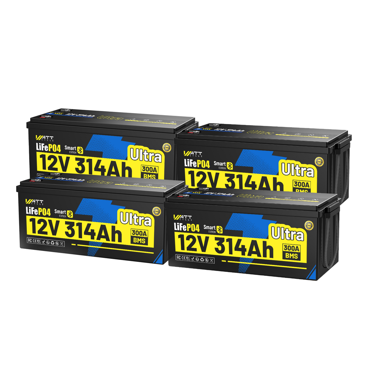 Wattcycle 12V 314Ah Mini Bluetooth LiFePO4 Battery for RV, Marine, Solar & Off-Grid