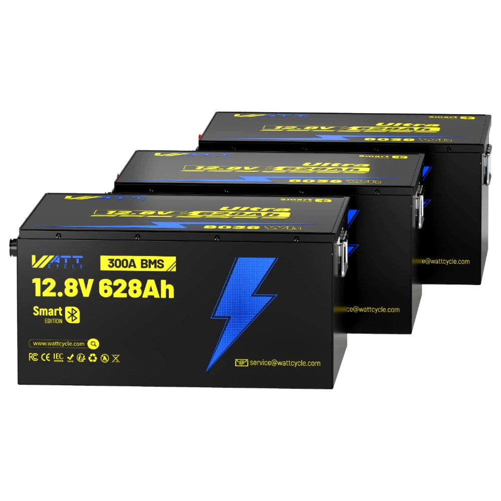 Wattcycle 12V 628Ah Ultra Bluetooth LiFePO4 Deep Cycle Battery with 300A BMS