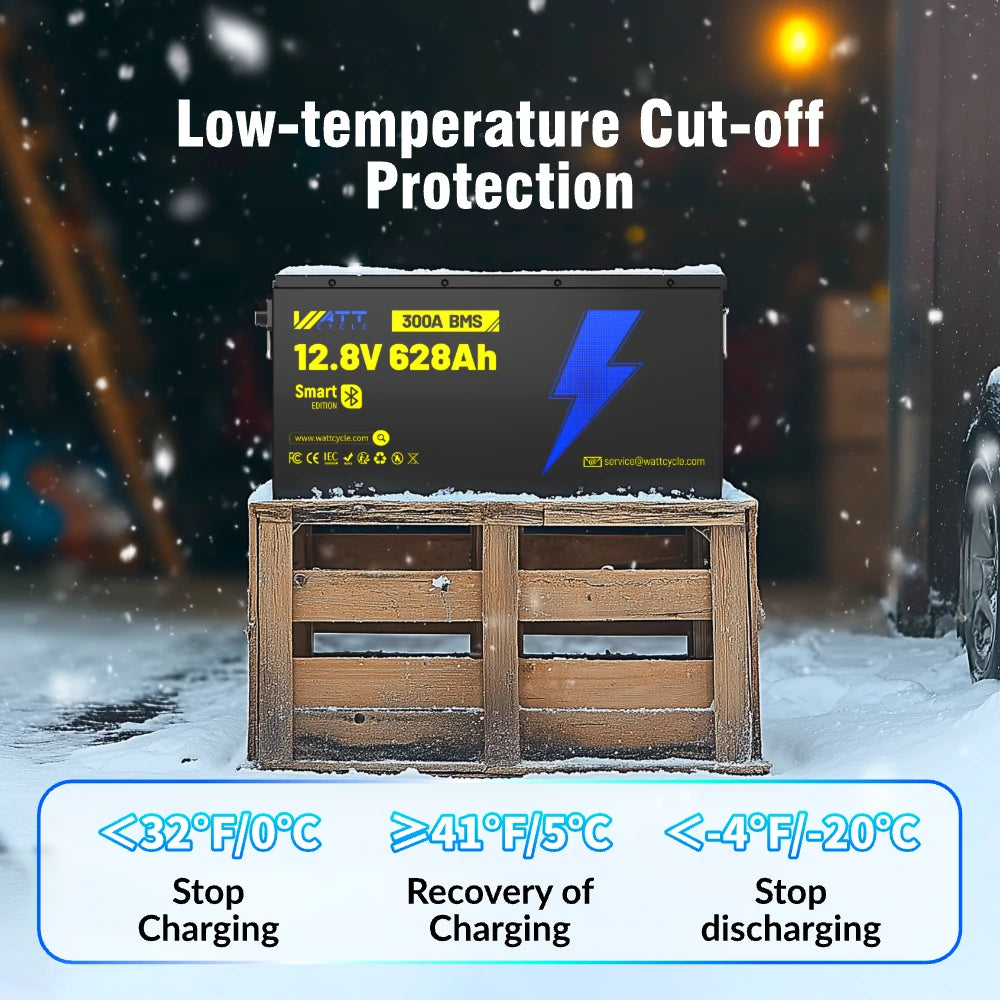 ⚡️Doorbuster: $999.99⚡️Wattcycle 12V 628Ah Ultra Bluetooth LiFePO4 Deep Cycle Battery with 300A BMS