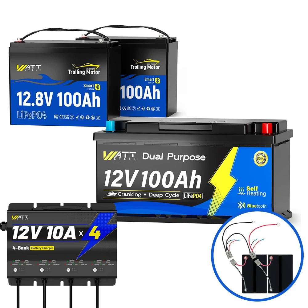24V 100Ah LiFePO4 Battery for Trolling Motors Kit