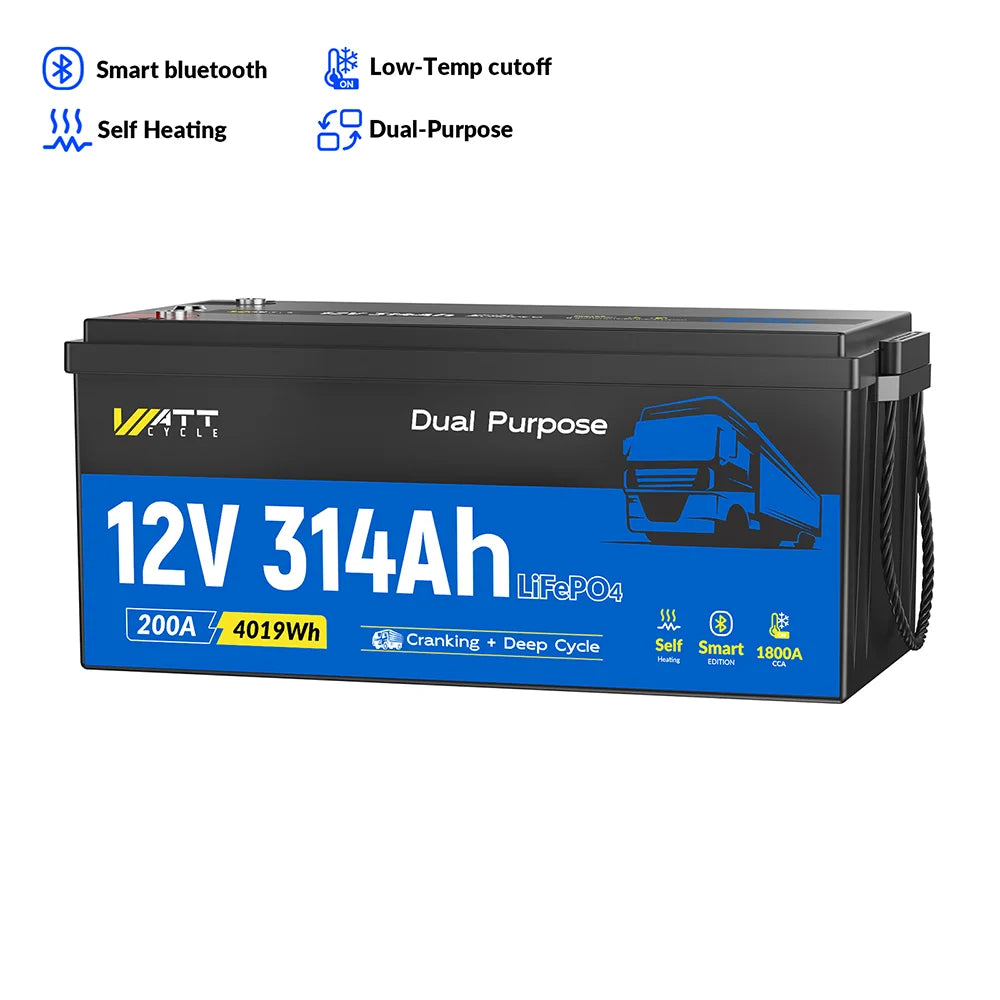 1800 CCA Semi Truck LiFePO4 Battery | 12V 314Ah WattCycle