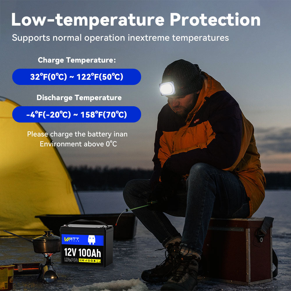 ⚡️Final Price: $155.99⚡️ Wattcycle 12V 100Ah Group 24 LiFePO4 Battery for RV Solar, Trolling Motor & Off Grid