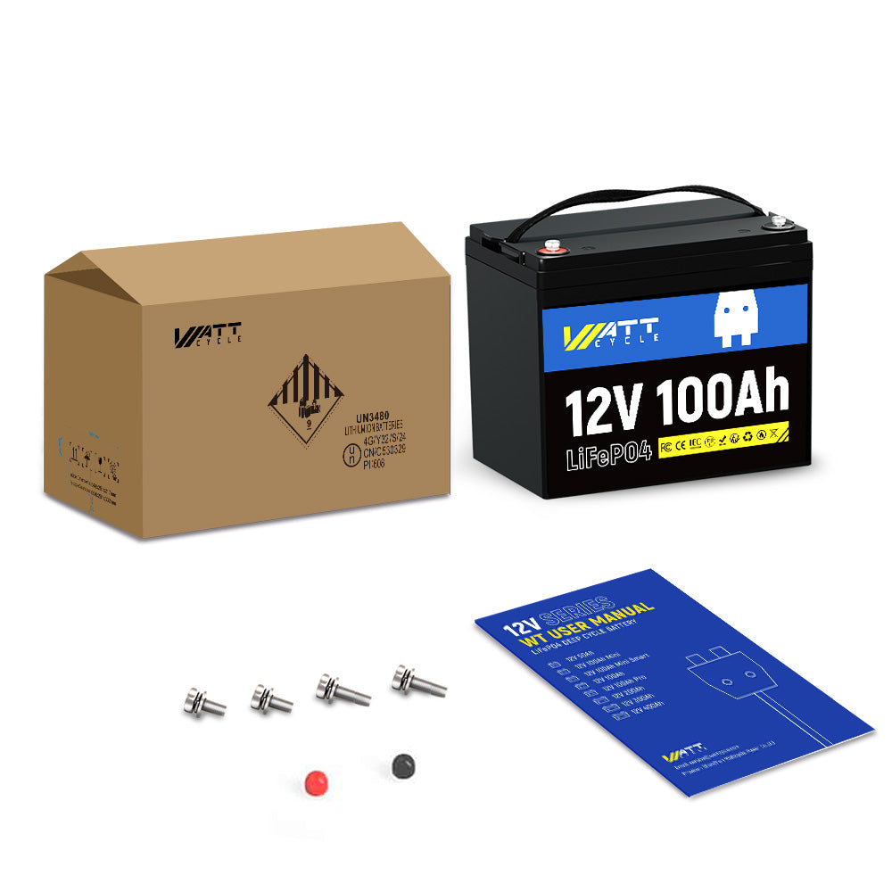 ⚡️Final Price: $155.99⚡️ Wattcycle 12V 100Ah Group 24 LiFePO4 Battery for RV Solar, Trolling Motor & Off Grid
