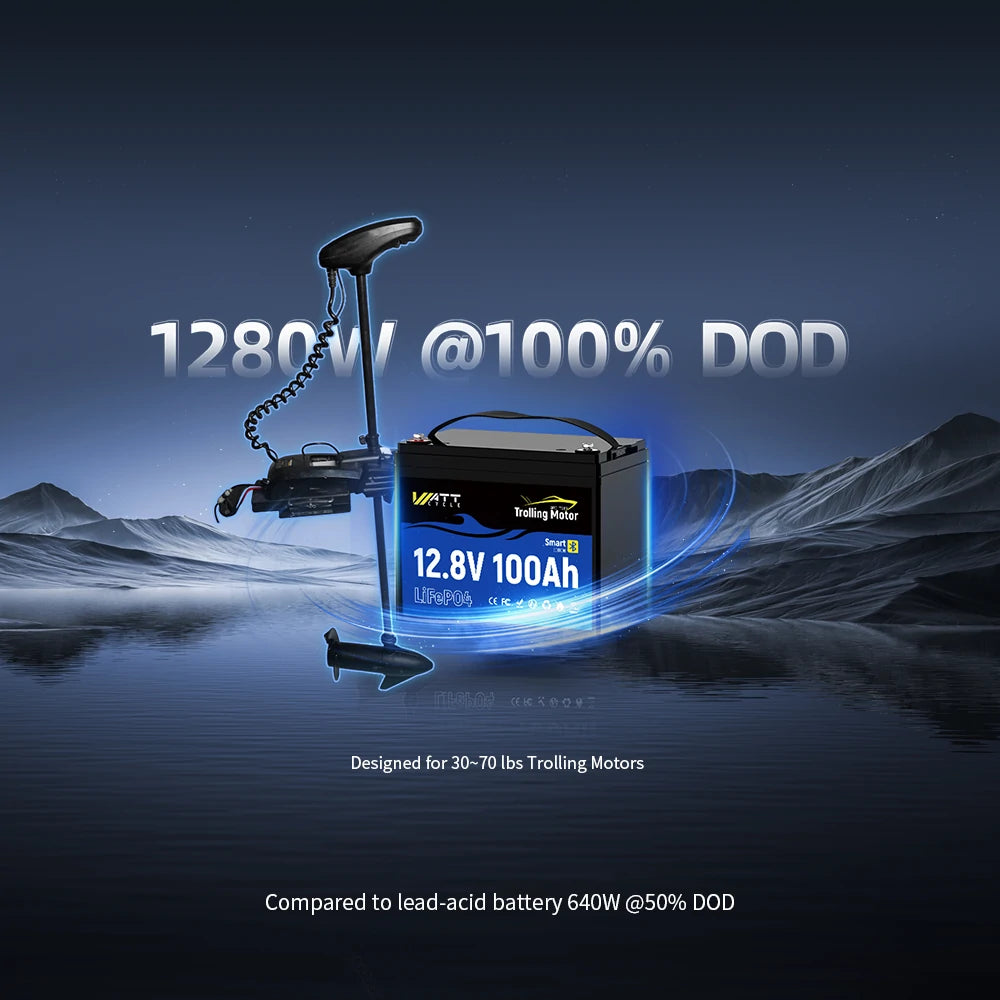 12V 100Ah LiFePO4 Battery for Trolling Motors Kit