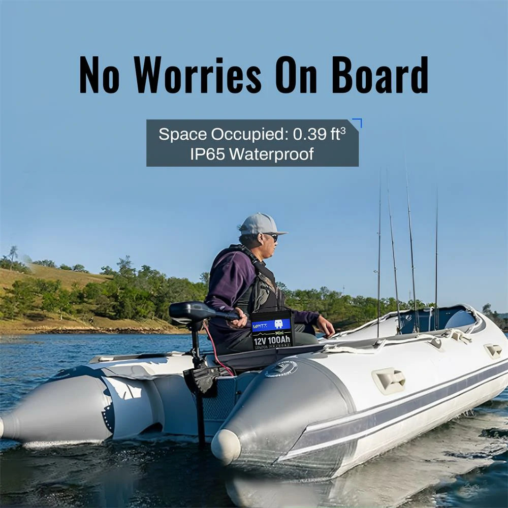 Wattcycle 12V 100Ah Mini Group 22NF LiFePO4 Battery for RVs and Trolling Motors