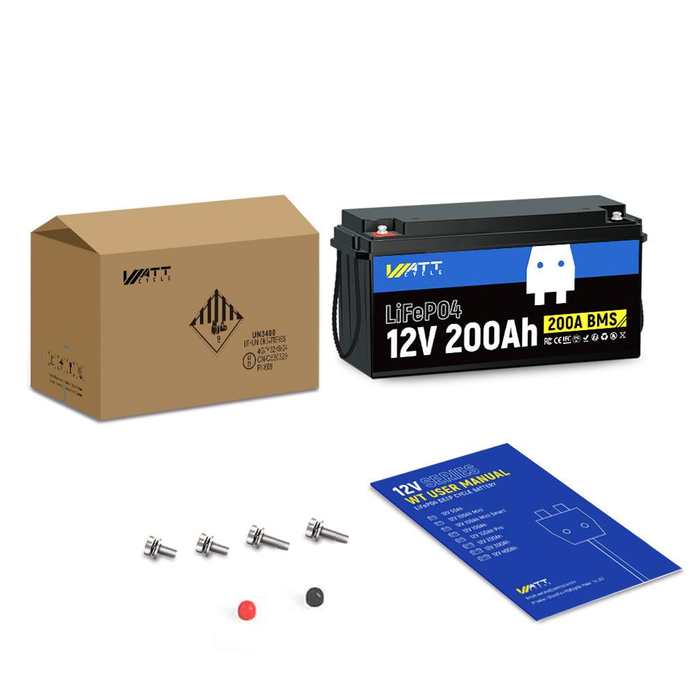 WattCycle 12V 200Ah LiFePO4 Deep Cycle Battery with Low Temp Protection