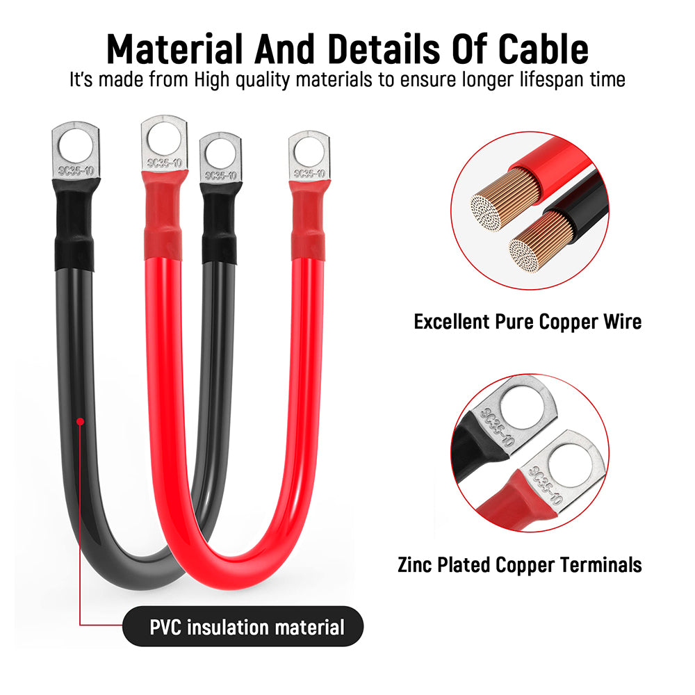 4AWG 11-Inch Battery Inverter Cable Set