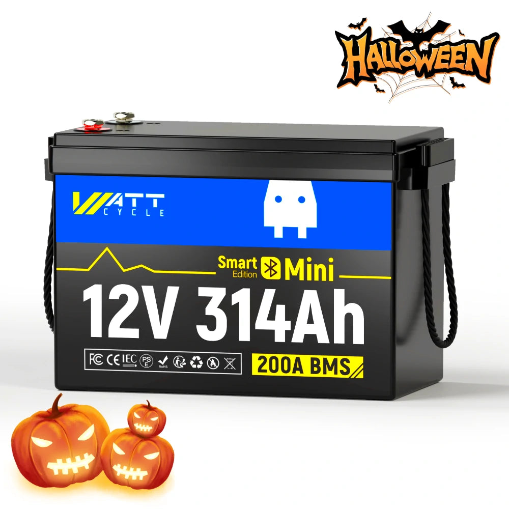 Wattcycle 12V 314Ah Mini Bluetooth LiFePO4 Battery for RV, Marine, Solar & Off-Grid