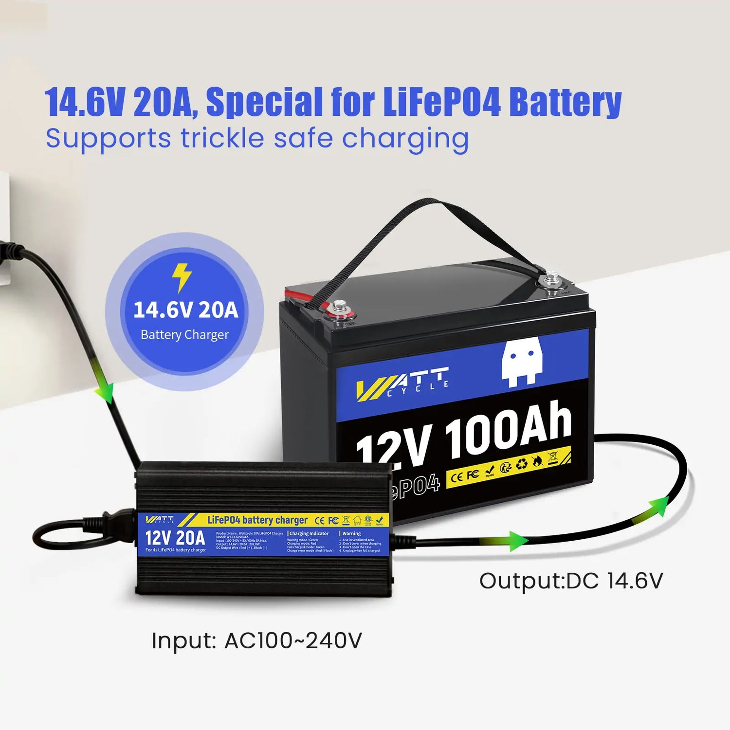 14.6V 20A Aluminum Shell LiFePO4 Battery Charger