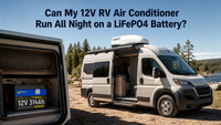 Can my 12V RV air conditioner run all night on a LiFePO4 battery?