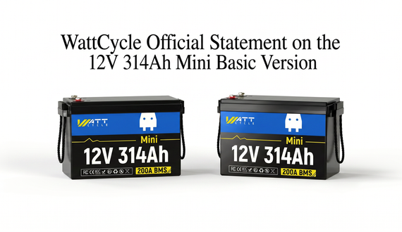 WattCycle Official Statement on the 12V 314Ah Mini Basic Version