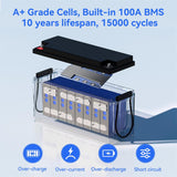 24V 100Ah LiFePO4 Battery Kit with 500A Monitor