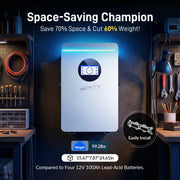 WattCycle 5.12kWh 48V 100Ah Wall-Mount Bluetooth LiFePO4 Battery – Active Balancing | RS485/CAN