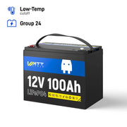 WattCycle 12V 100Ah Group 24 LiFePO4 Battery for RV Solar, Trolling Motor & Off Grid