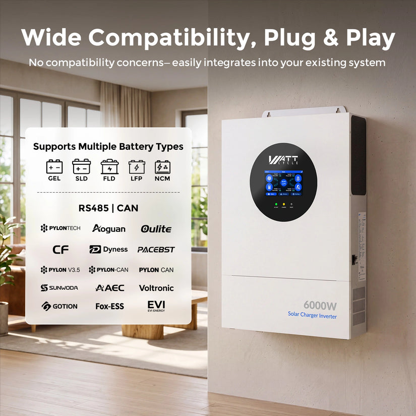 WattCycle 6kW 48V Off-Grid Solar Hybrid Split-Phase Inverte