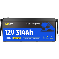 WattCycle Multitasker 12V 314Ah Dual Purpose LiFePO4 Battery | Semi Truck Starter & RV Backup | Bluetooth & Self-Heating | 1800 CCA