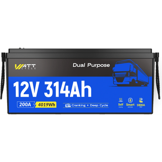 ⚡️Early Driver Price: $699⚡️WattCycle 12V 314Ah Dual Purpose LiFePO4 Battery for Semi Truck Starter & Sleeper Cab | 1800 CCA | Bluetooth & Self-Heating