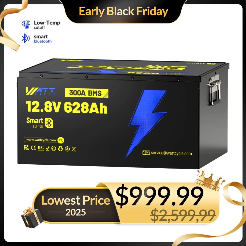 ⚡️Doorbuster: $999.99⚡️Wattcycle 12V 628Ah Ultra Bluetooth LiFePO4 Deep Cycle Battery with 300A BMS