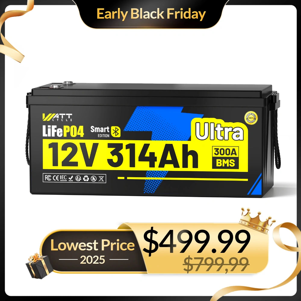 Wattcycle 12V 314Ah Ultra Bluetooth LiFePO4 Battery with 300A BMS