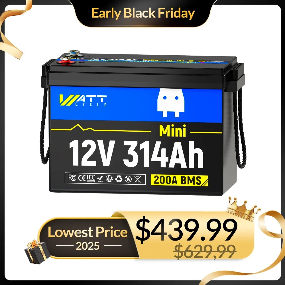 【Black Friday Early Access】Wattcycle 12V 314Ah Mini LiFePO4 Deep Cycle Battery