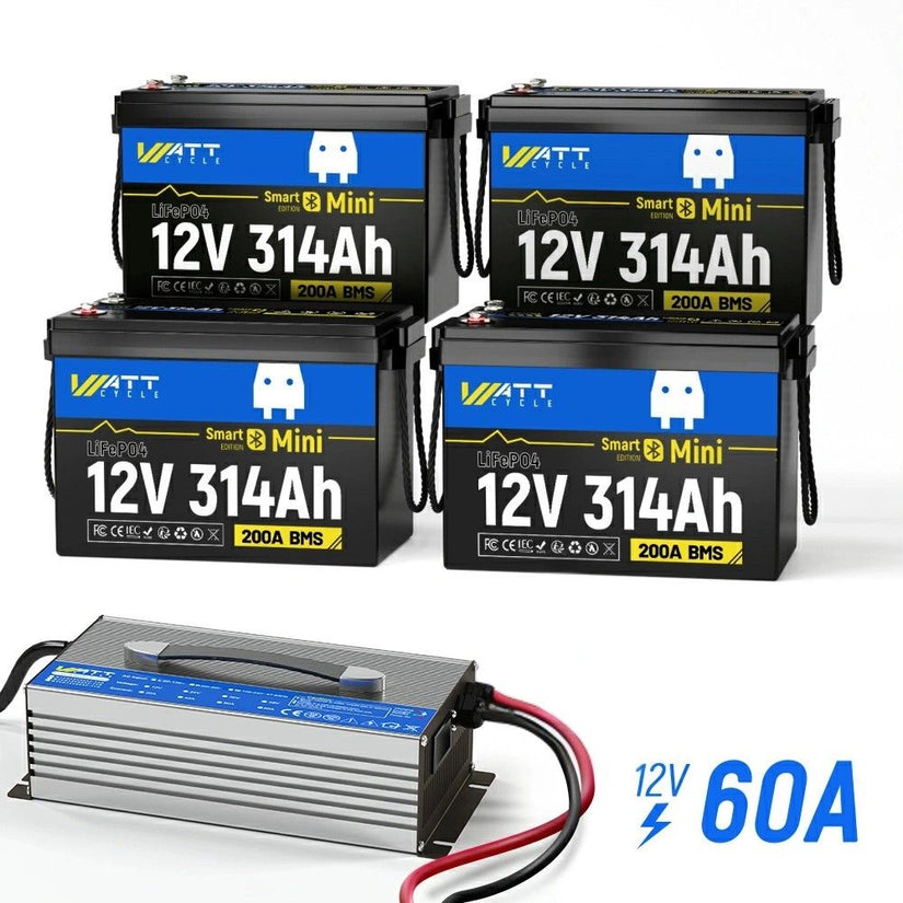WattCycle 12V 314Ah Mini Bluetooth Lithium Deep Cycle Battery