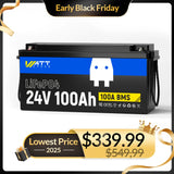 ⚡️Flash Sale: $339.99⚡️Wattcycle 24V 100Ah LiFePO4 Battery with Low-Temp Protection for Trolling Motor & Solar System