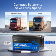 WattCycle 24V 314Ah Dual-Purpose LiFePO4 Battery for Heavy-Duty Vehicles With Bluetooth & Self-Heating