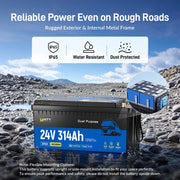 WattCycle 24V 314Ah Dual-Purpose LiFePO4 Battery for Heavy-Duty Vehicles With Bluetooth & Self-Heating