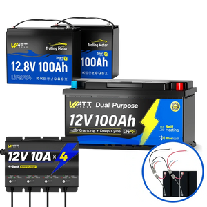 In parallel 2 × 12V100Ah LiFePO4 Battery for Trolling Motors & Outboard Motor Kit