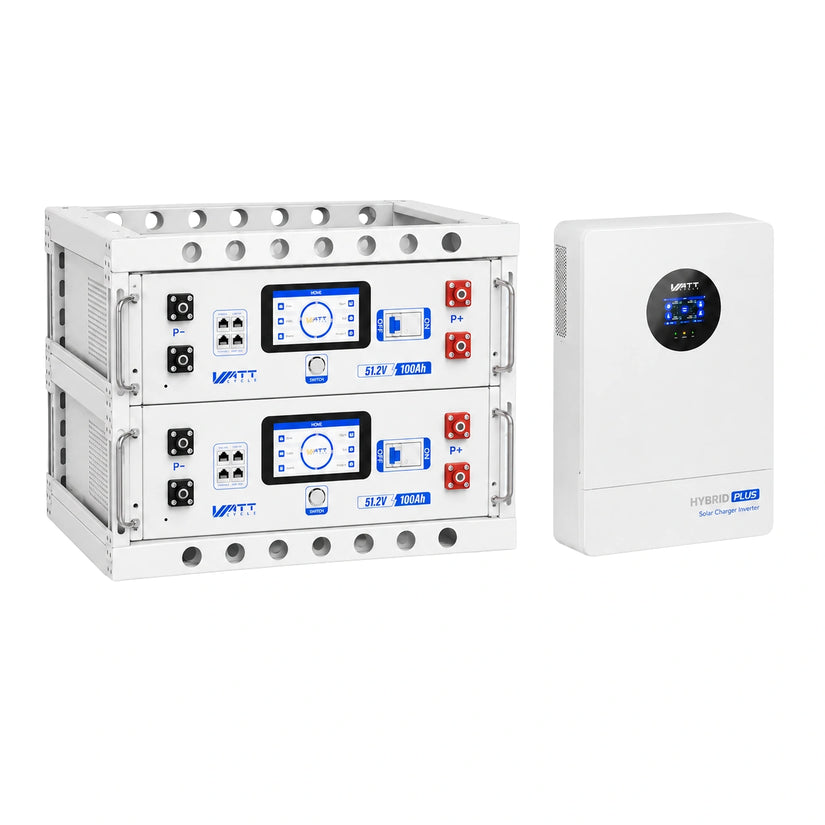 Wattcycle V2 48V 100Ah Server Rack Lithium Battery and 12kW Split Phase Solar Inverter Bundle Kit