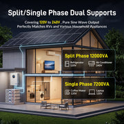 Upgrade V2: WattCycle 48V 12kW All-in-one Hybrid Inverter：Split Phase 120/240V, 24kW Dual MPPT, 250A Charger