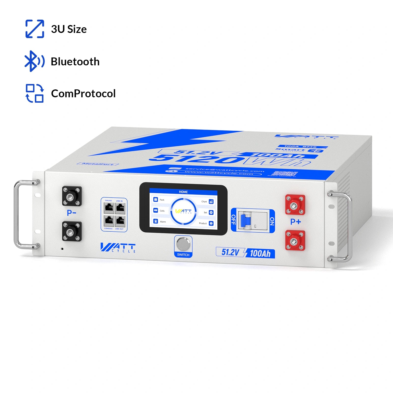 Flagship 48V 100Ah LiFePO₄ Server Rack Battery Gen2 – Active Balancing, LCD, Bluetooth & Smart Comms