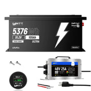 [Free Monitor] Wattcycle V2 48V 105Ah Golf Cart Bluetooth LiFePO₄ Lithium Battery – 250A BMS for High Torque & Hills