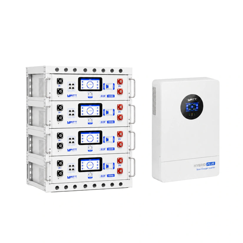 Wattcycle V2 48V 100Ah Server Rack Lithium Battery and 12kW Split Phase Solar Inverter Bundle Kit
