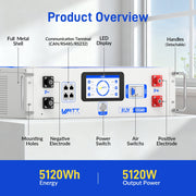 V2 WattCycle 48V 100Ah LiFePO₄ Rack Battery – Active Balancing | LCD | Bluetooth | Smart Comms | UL 1973