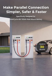 WattCyCle Dedicated 51.2V 100Ah Wall-Mount Battery - Dual-Head Quick-Connect Parallel Cable