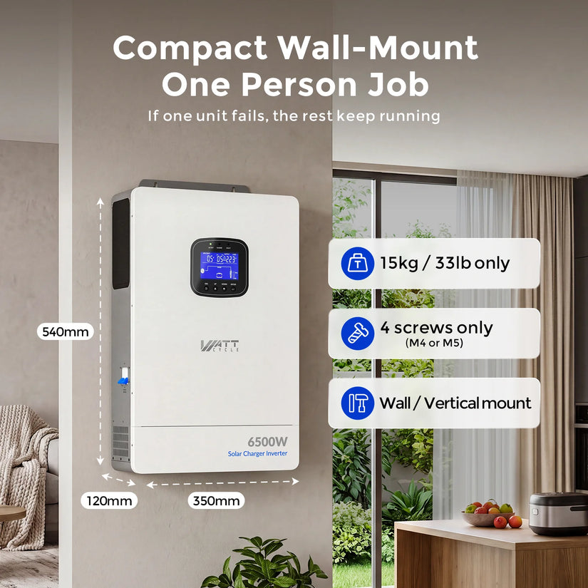 WattCycle 6500W 48V All-in-One Solar Inverter Charger | 9000W Dual MPPT