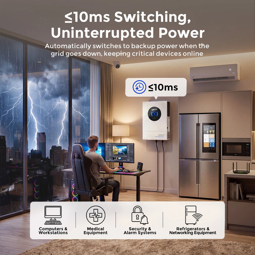 WattCycle 6kW 48V Off-Grid Solar Hybrid Split-Phase Inverte