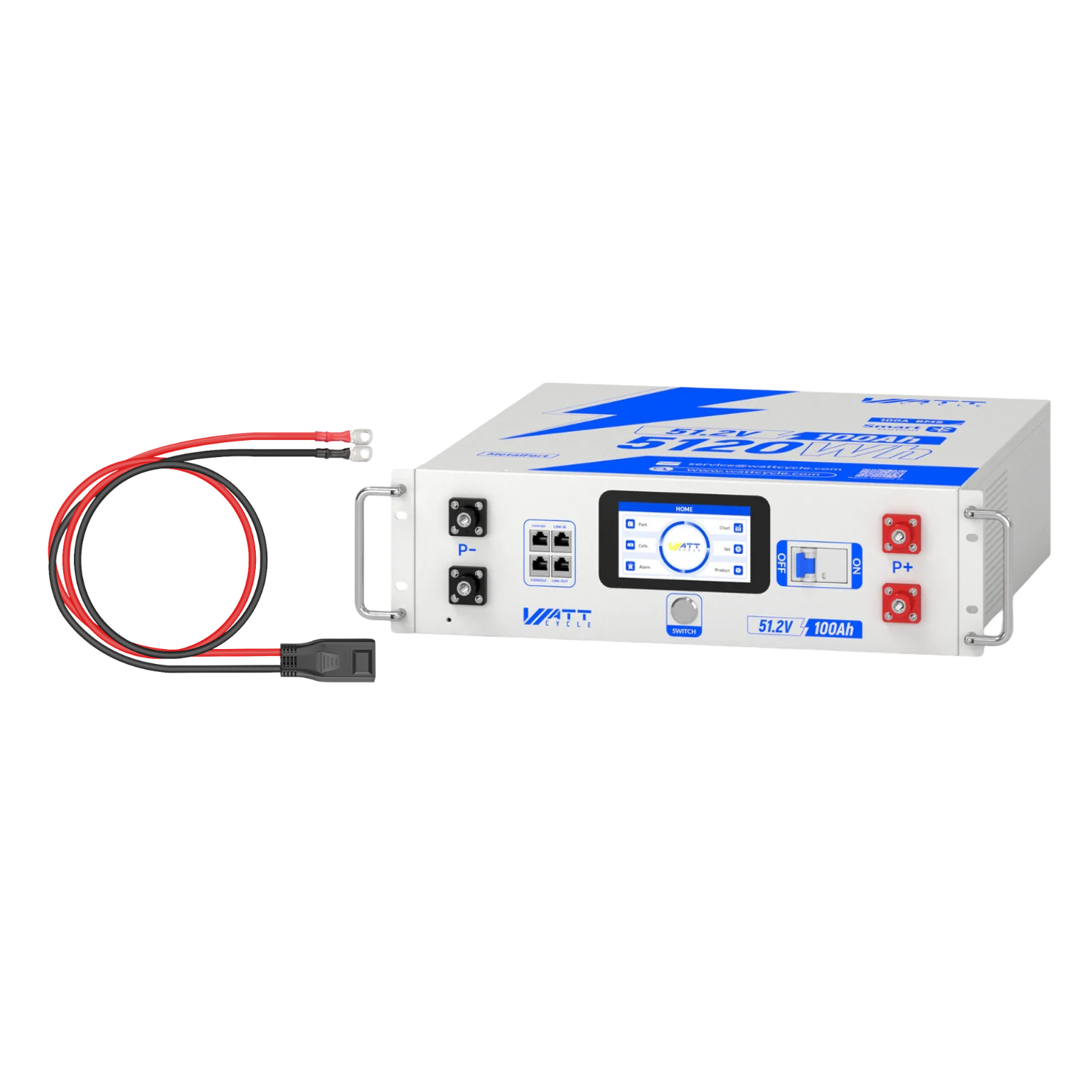 WattCycle V2 48V 100Ah LiFePO₄ Rack Battery – Active Balancing, LCD, Bluetooth & Smart Comms