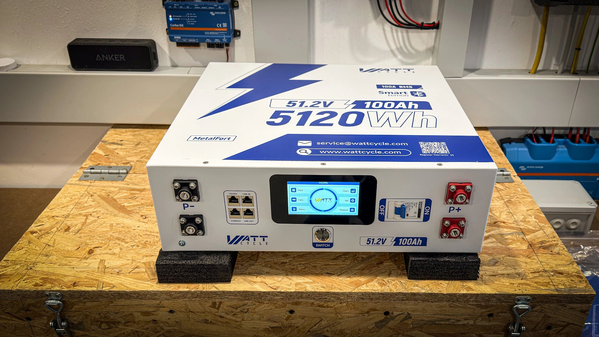 V2.5 WattCycle 48V 100Ah Bluetooth LiFePO₄ Rack Battery – Active Balancing | LCD | Smart Comms