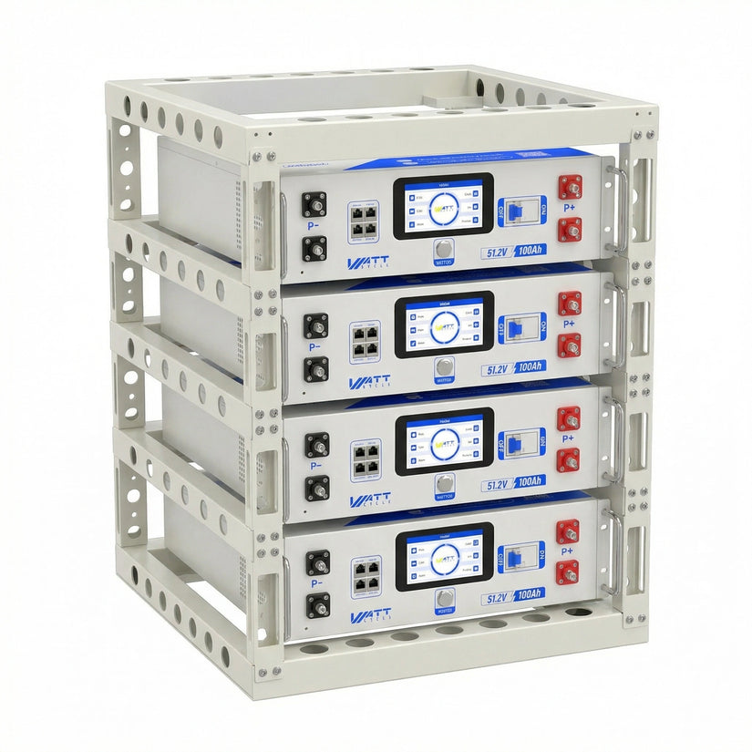 V2 WattCycle 48V 100Ah LiFePO₄ Rack Battery – Active Balancing | LCD | Bluetooth | Smart Comms | UL 1973