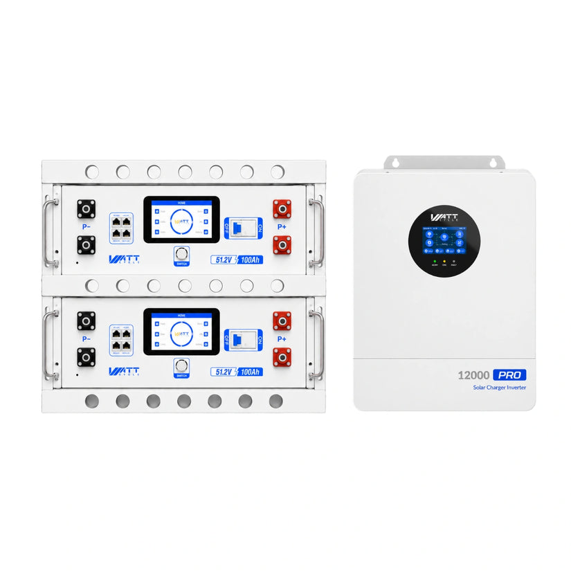 WattCycle V2.5 48V 100Ah Server Rack Lithium Battery and 12kW Split Phase Solar Inverter Bundle Kit