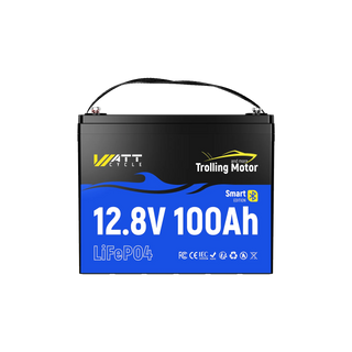 WattCycle 12V 100Ah TM Bluetooth LiFePO4 Battery with 120A BMS surge protection for 30-70lbs Trolling Motors