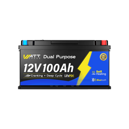 WattCycle 12V 100Ah 1200CCA Dual Purpose Marine Cranking Battery with Bluetooth and Self-heating